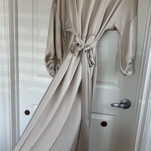 H&M Cream Satin Midi/Maxi Dress